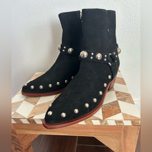 Free People Black Studded Ankle Boots - Picture 5 of 10